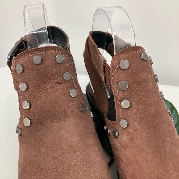 M4d3 Brown Silver Black Studded Leather Buckle Block Heel Alexa Bootie Boot Shoe - Picture 13 of 13